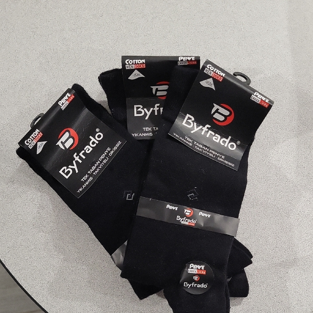 3 Pairs Of Black Men's Dress Socks